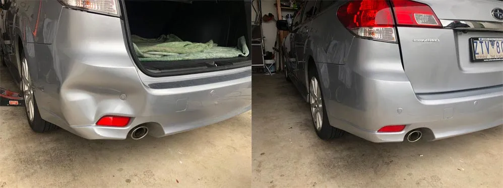 Bumper repair before and after, Dent & Scratch Direct