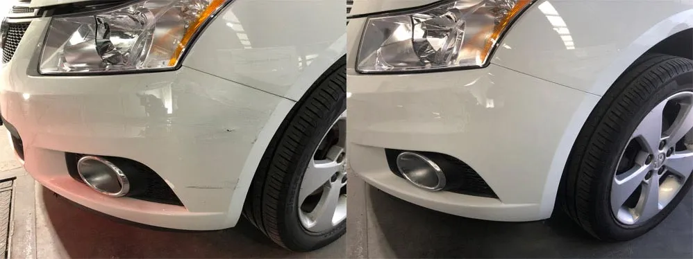 Bumper repair before and after, Dent & Scratch Direct