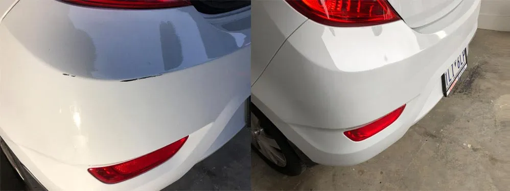 Bumper repair before and after, Dent & Scratch Direct
