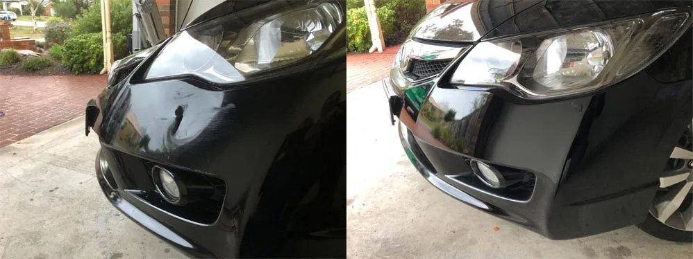 Bumper repair before and after, Dent & Scratch Direct