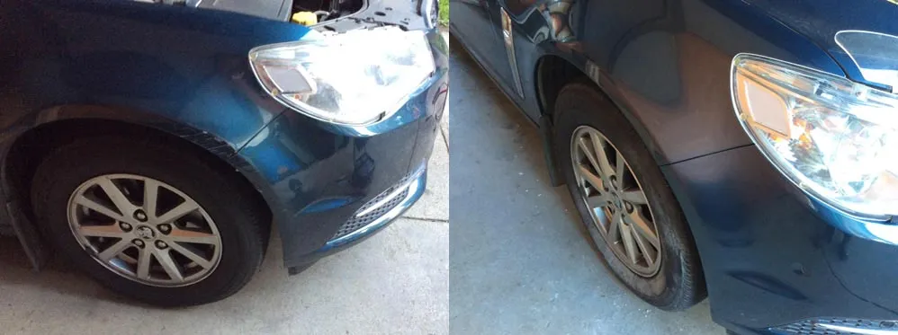 Bumper repair before and after, Dent & Scratch Direct