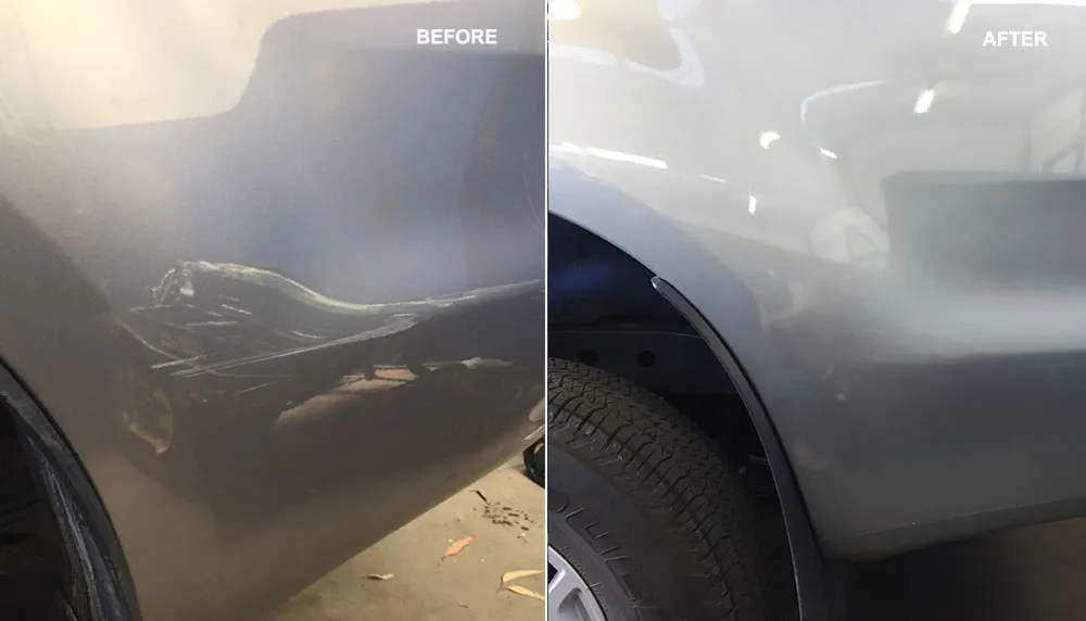 Car paint repair before and after, Dent & Scratch Direct