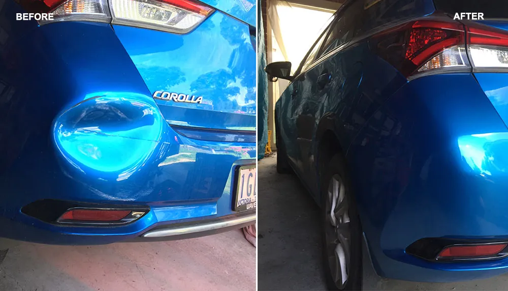 Car paint repair before and after, Dent & Scratch Direct