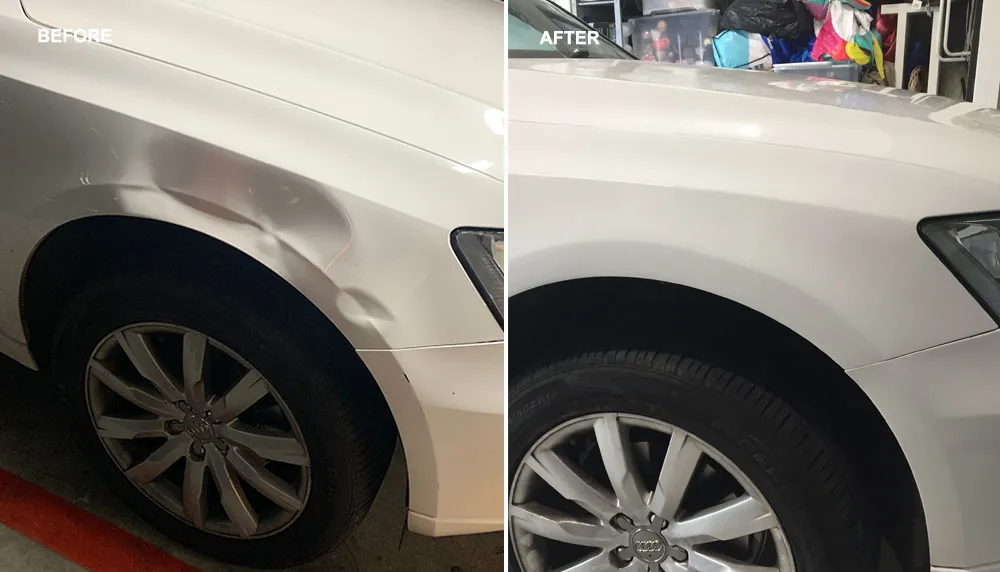 Car paint repair before and after, Dent & Scratch Direct