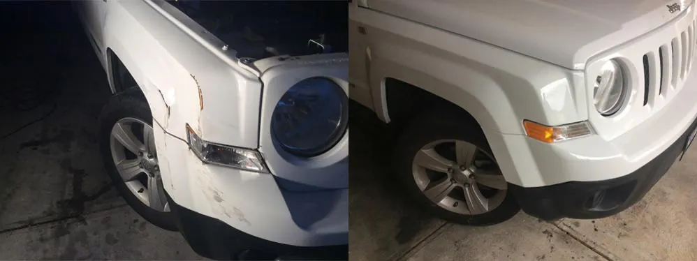 Car paint repair before and after, Dent & Scratch Direct