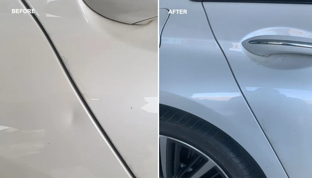 Paintless dent repair before and after, Dent & Scratch Direct