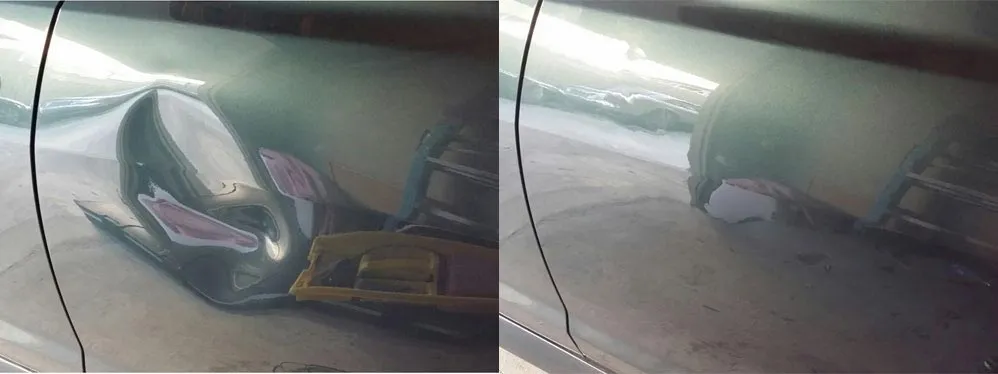 Paintless dent repair before and after, Dent & Scratch Direct