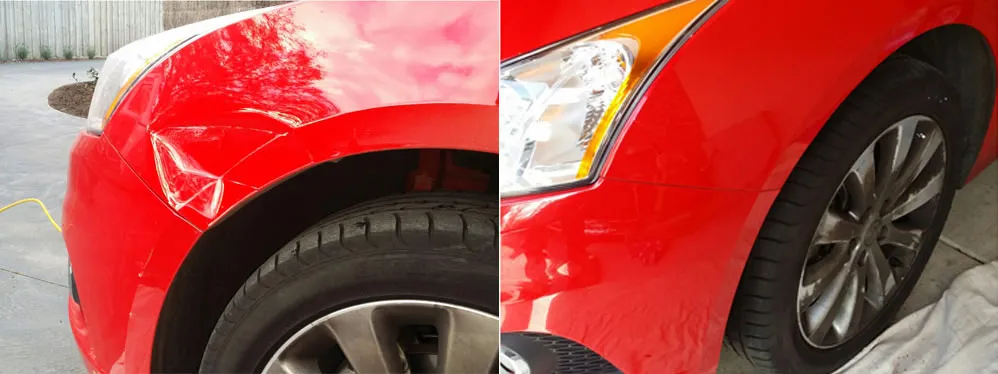 Paintless dent repair before and after, Dent & Scratch Direct