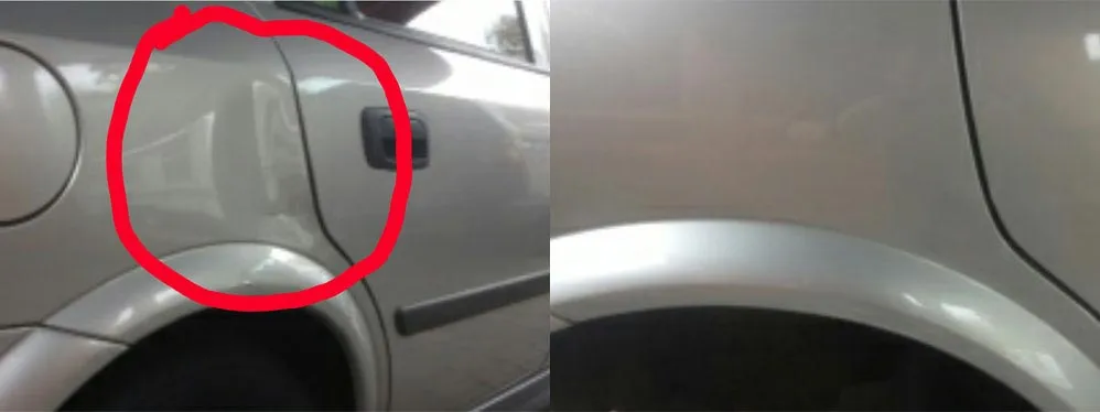 Paintless dent repair before and after, Dent & Scratch Direct