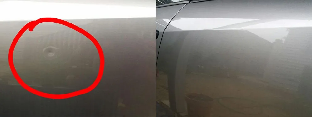 Paintless dent repair before and after, Dent & Scratch Direct