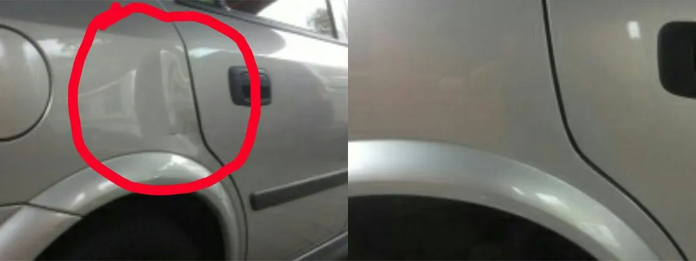 Paintless dent repair before and after, Dent & Scratch Direct