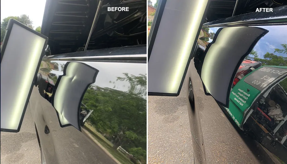 Paintless dent repair before and after, Dent & Scratch Direct