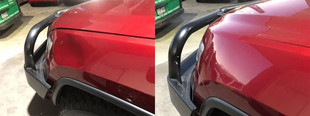 Paintless dent repair before and after, Dent & Scratch Direct