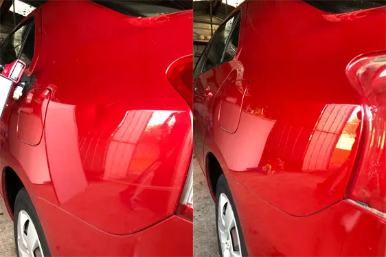 Paintless dent repair before and after, Dent & Scratch Direct
