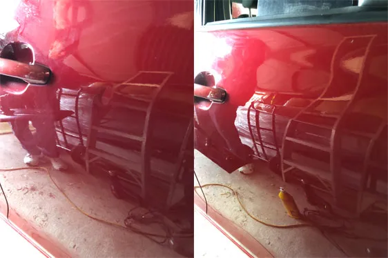 Paintless dent repair before and after, Dent & Scratch Direct