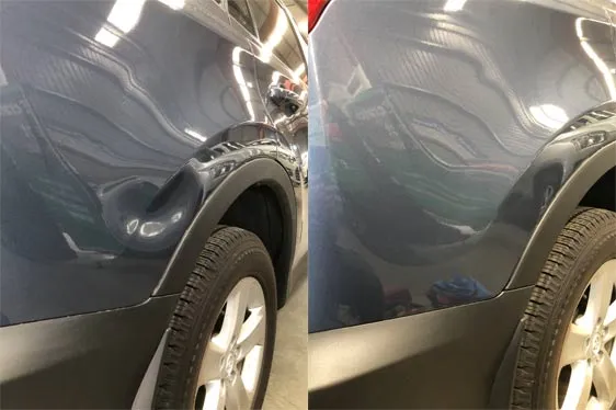 Paintless dent repair before and after, Dent & Scratch Direct