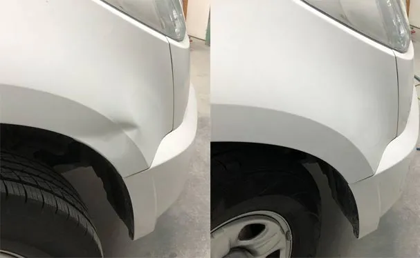 Paintless dent repair before and after, Dent & Scratch Direct