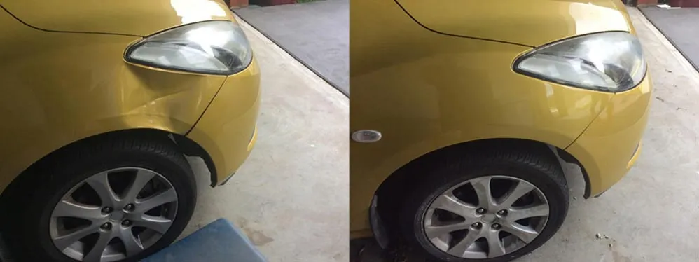 Paintless dent repair before and after, Dent & Scratch Direct